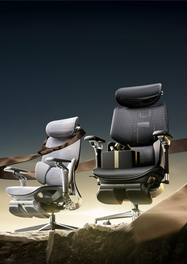 Comparative product study featuring the structural mesh framing of the Steelcase Karman ergonomic chair.
