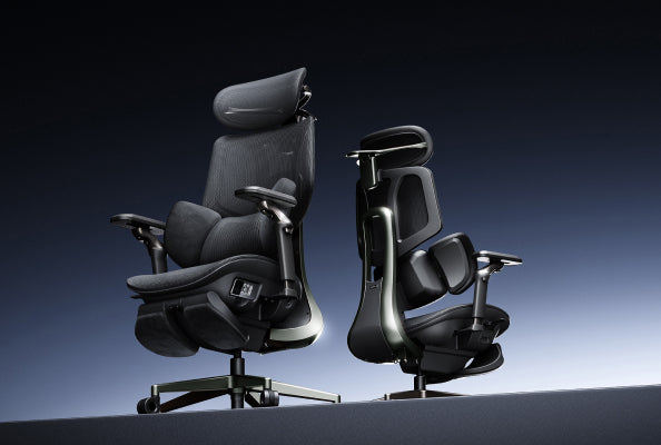 Executive office chair in a dark modern workspace