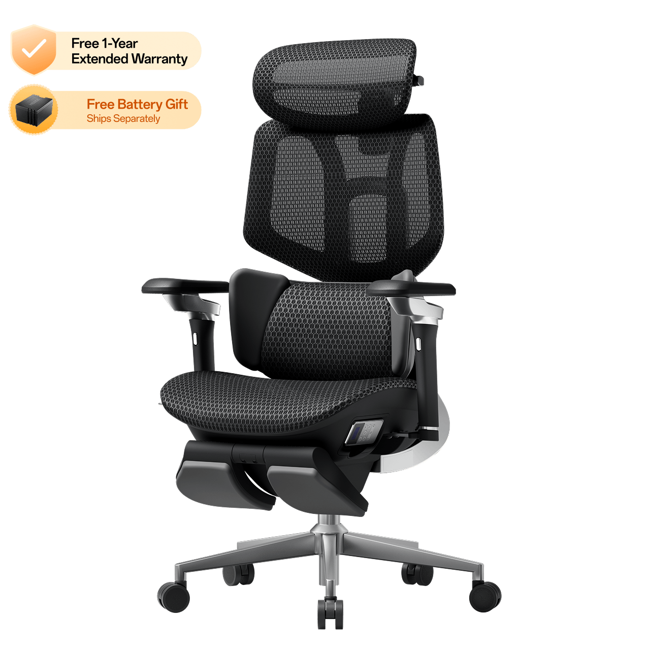 HBADA X7 Smart Ergonomic Chair Black: Professional high-end seating for 12-hour high-intensity workdays.~0-1