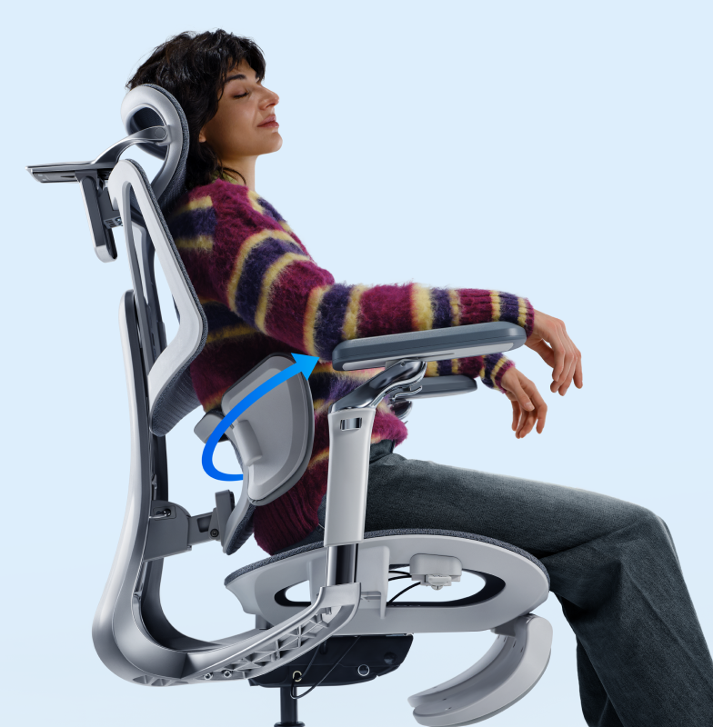 Seated posture supported by an ergonomic office chair