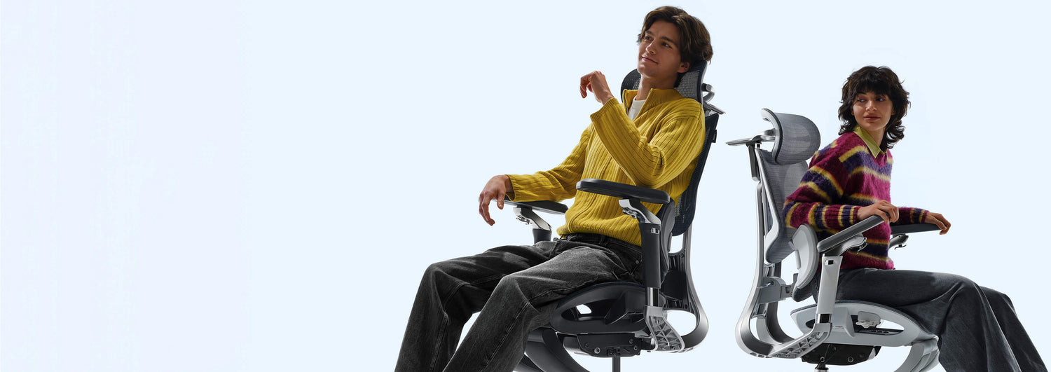 Hbada E3 Pro best ergonomic office chair in gray mesh, showcasing adaptive dual lumbar support and adjustable headrest for home office setup.