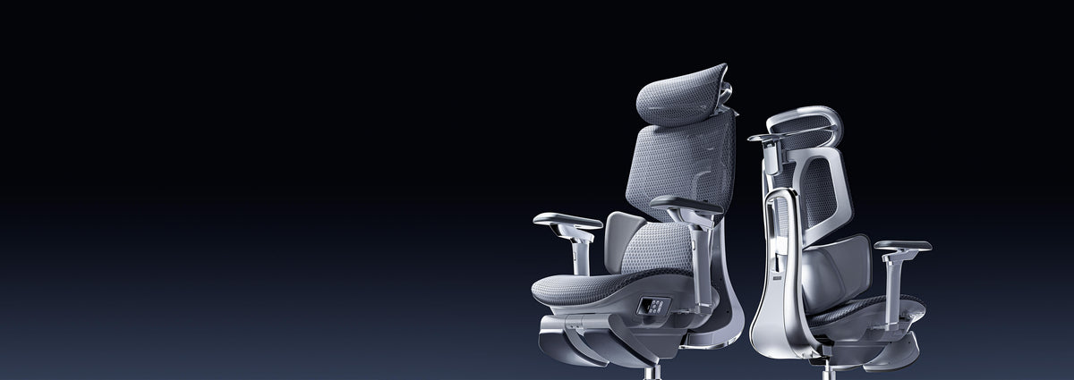 Close-up of Hbada X7 AI dynamic lumbar support on a black office chair, the best desk chair for back pain and hybrid work. Mobile view.