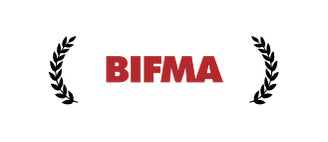 BIFMA logo with black laurel wreaths on a white background