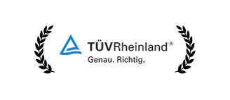TöV Rheinland logo with laurel wreath on a white background