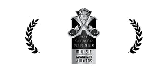 Silver Winner badge from the Music Awards with laurel wreaths on a white background